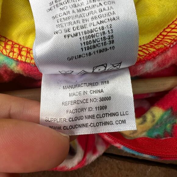 Sleep On It Emoji Christmas Union Suit Kids M 10/12 Red Santa Hooded Pajamas - Picture 9 of 9